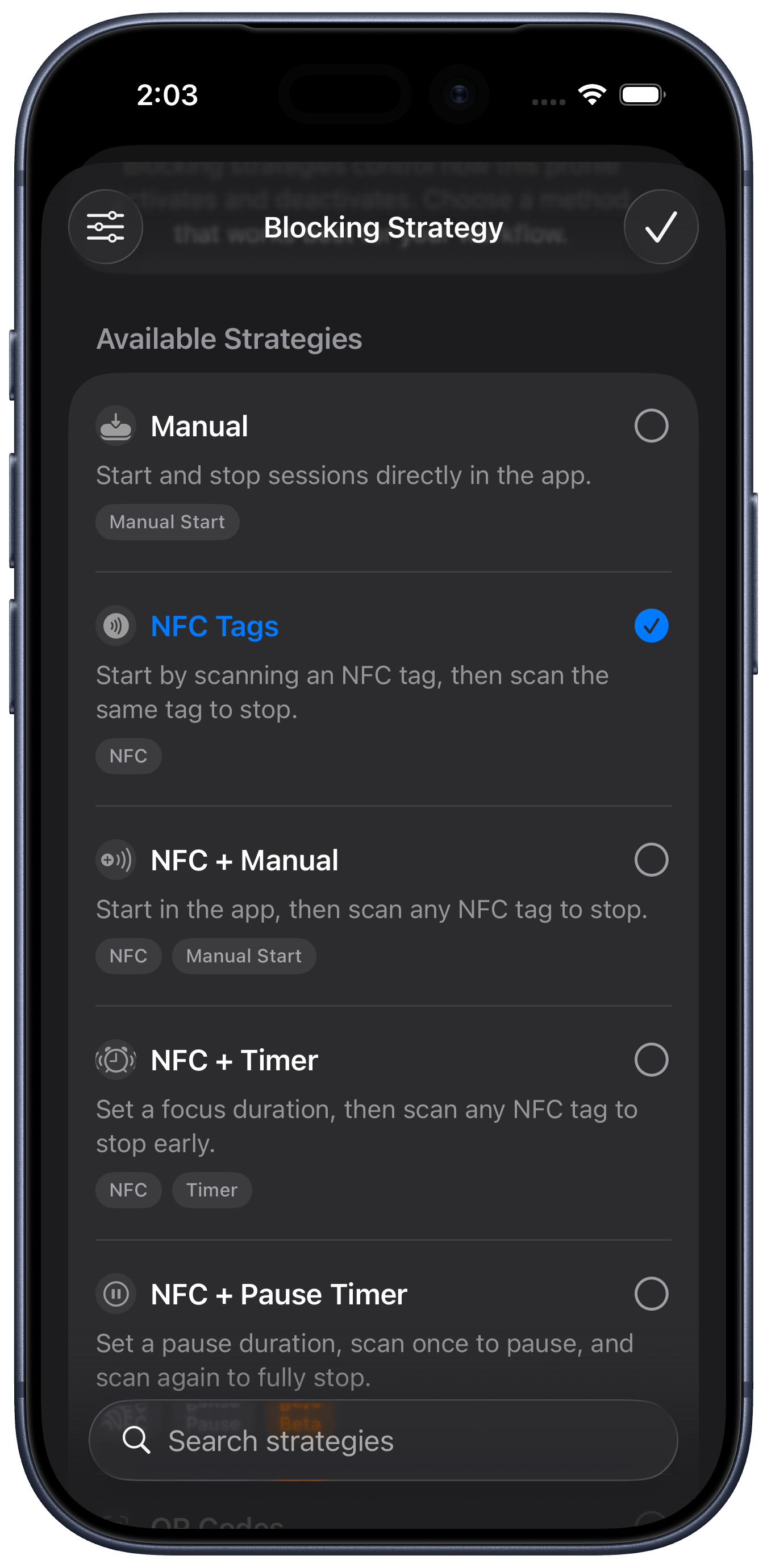 TezBlock blocking-strategy picker